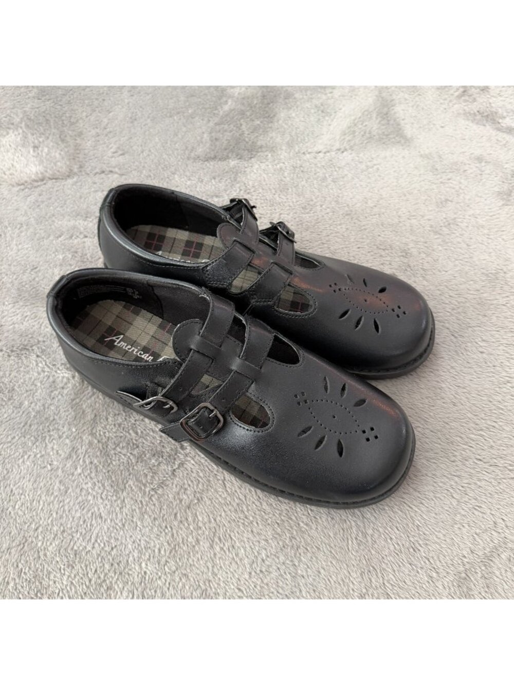 Vintage 90s Y2K American Eage Mary Jane Black Leather Loafers Shoes Womens 8